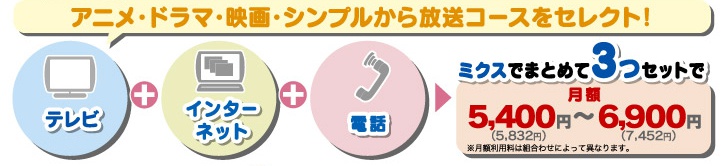 アニメ・ドラマ・映画・シンプルから放送コースをセレクト!