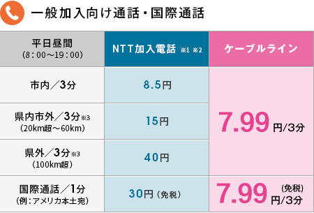 一般加入向け通話・国際通話