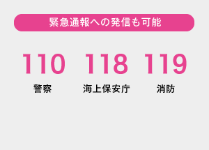 緊急通報への発信も可能