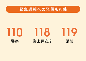 緊急通報への発信も可能