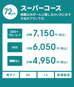 スーパーコース　映画以外ぜーんぶ楽しみたい方におすすめのプランです。