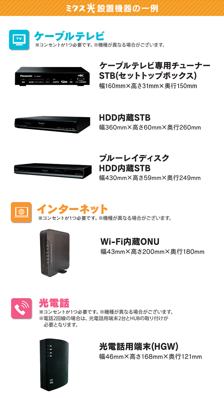 ミクス光設置機器の一例