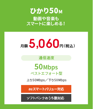 ひかり50M　動画や音楽も スマートに楽しめる！