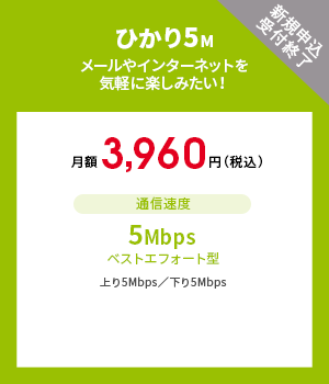 ひかり5M　メールやインターネットを気軽に楽しみたい！